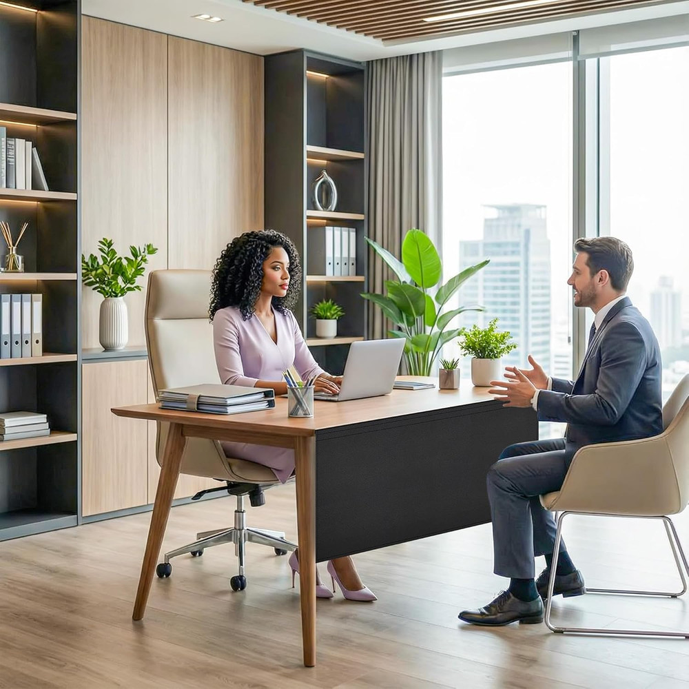48" under Desk Privacy Panel Self-Adhesive Modesty Panel 600D Heavy Duty Desk Sk