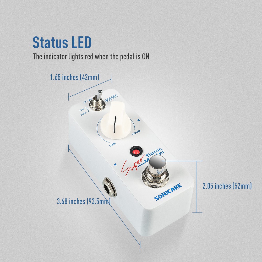 SONICAKE Master Clean Boost Buffer Guitar Bass Effects Pedal