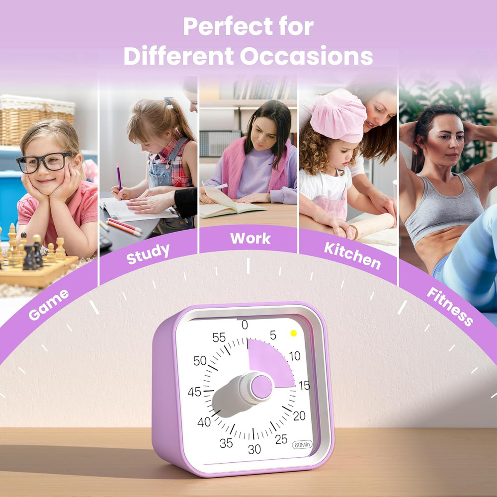Visual Timer for Kids with Pause Function, 60 Minute Countdown Timer for Kids De