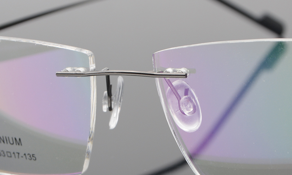 Men's Rimless β Titanium Eyeglasses Frames Rectangular Optical Frame Gunmetal