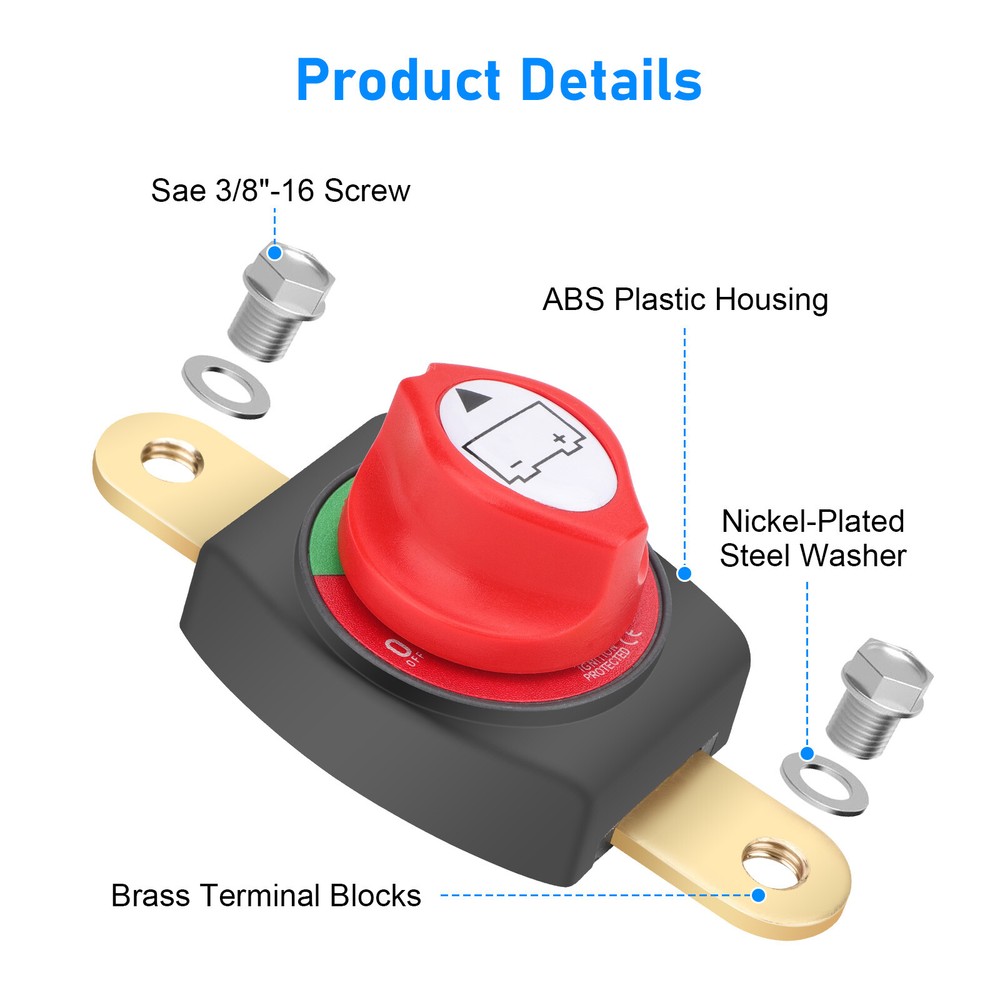 Battery Disconnect Switch Marine Isolator Cut-Off Power Master Battery Switch