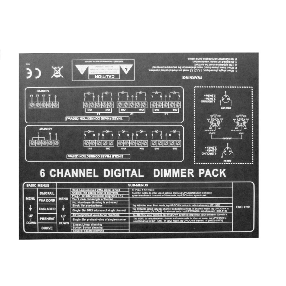 6 Channel Digital Dimmer Pack DMX 512 Console Stage Lighting Controller