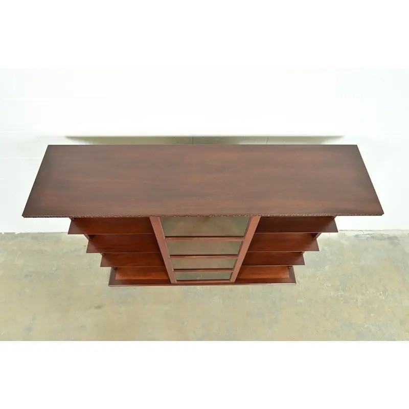 Frank Lloyd Wright Taliesin Mahogany Bookcase or Room Divider, Newly Refinished