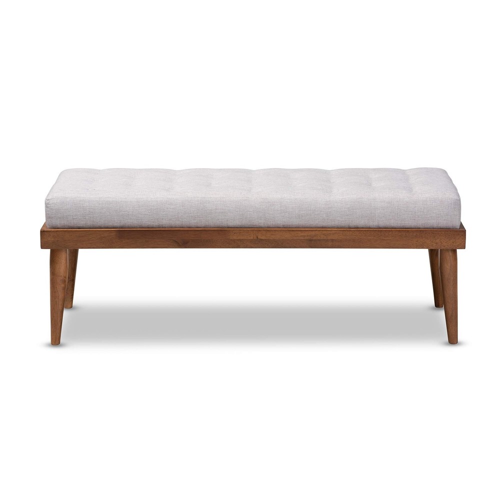 Baxton Studio Benches, One Size, Grayish Beige/Walnut
