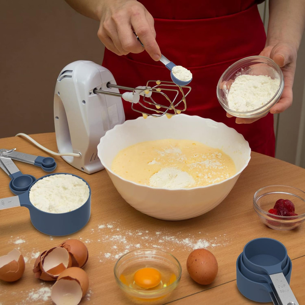 Measuring Cups & Spoons Set, Stackable Cups and Spoons, Nesting Measure Cups wit