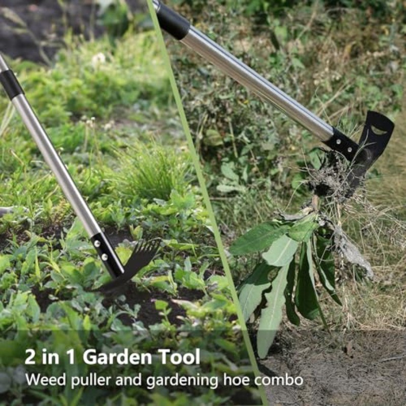 2 Pack Weed Puller Tool with Long Handle(58IN), 2-in-1 Gardening Hand Tools Weed