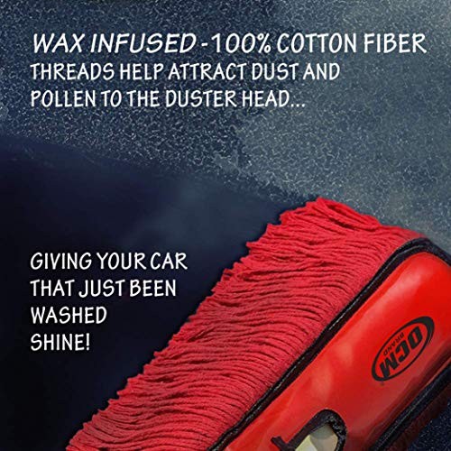 Premium Extra Large Car Duster with Durable Solid Wood Handle Includes Storage