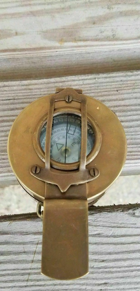 Solid Brass Antique British Military Prismatic Pocket Compass Marine Solid Gift