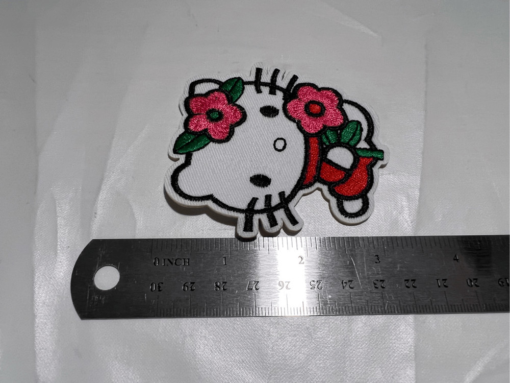 Hello Kitty with Flower Iron on Patch