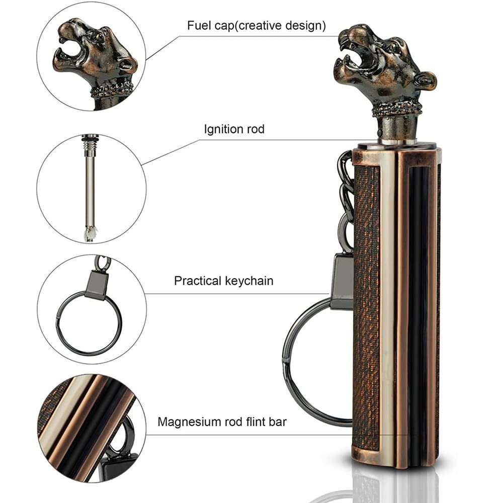 Permanent Match Keychain Lighter, Flint Matchstick Fire Starter Lighter, Reus...