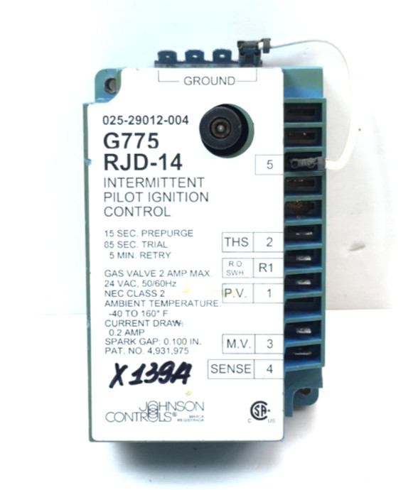Johnson Controls G775 RJD-14 Intermittent Pilot Ignition Control Module #X139A