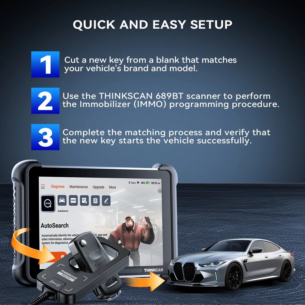 THINKCAR TKEY101 Key Fob Programmer Matching Coding Remote Maker for 689BT 892BT