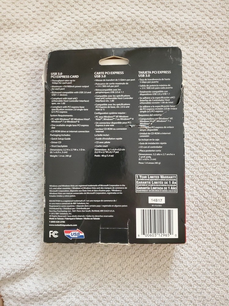 Rocketfish Usb 3.0 Pci Express Card