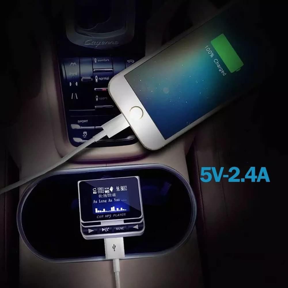 CVC Noise Suppression Bluetooth FM Transmitter - Crystal Clear Handsfree Calling