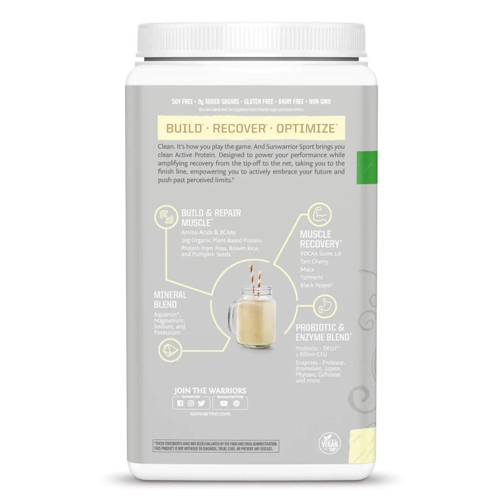 Sunwarrior Pre & Post Workout Active Protein Vegan - Vanilla Protein, 2.2 lbs
