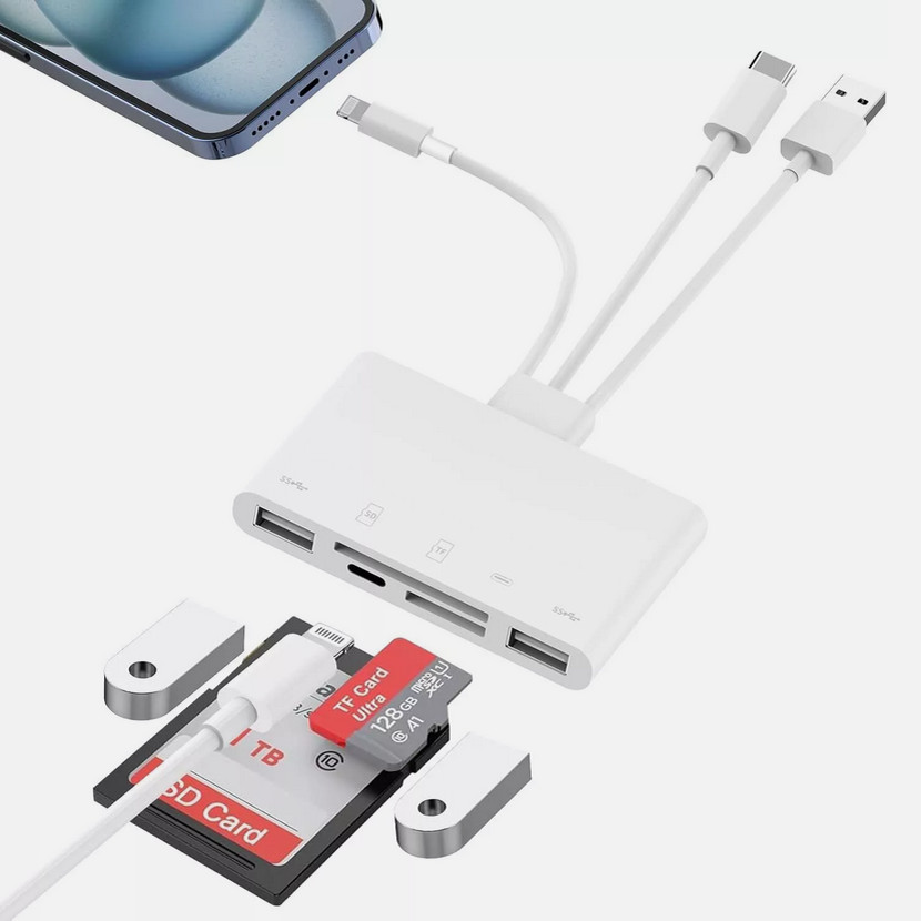 5 in 1 Memory Card Reader USB 3.0 OTG Adapter SD Card Reader For iPhone/iPad/PC
