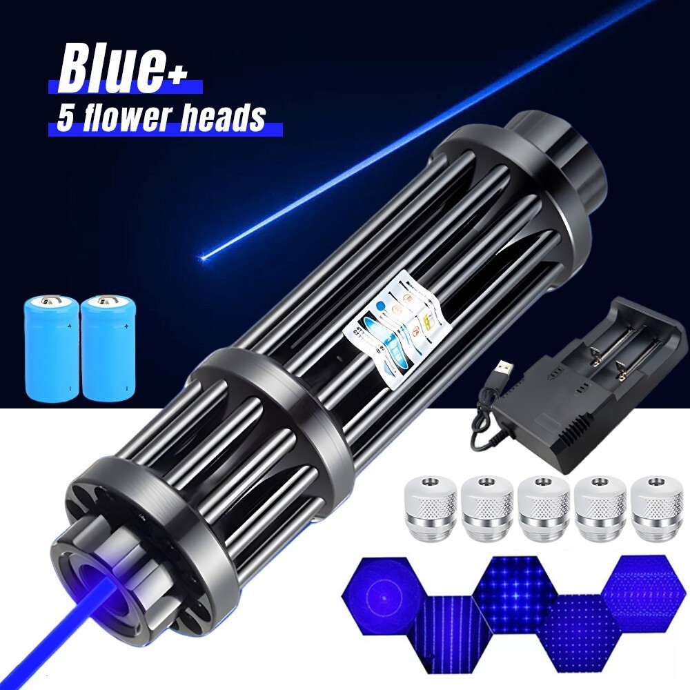 Watt Adjustable High Power Blue Burning Laser Pointer Visible Dot Torch Light