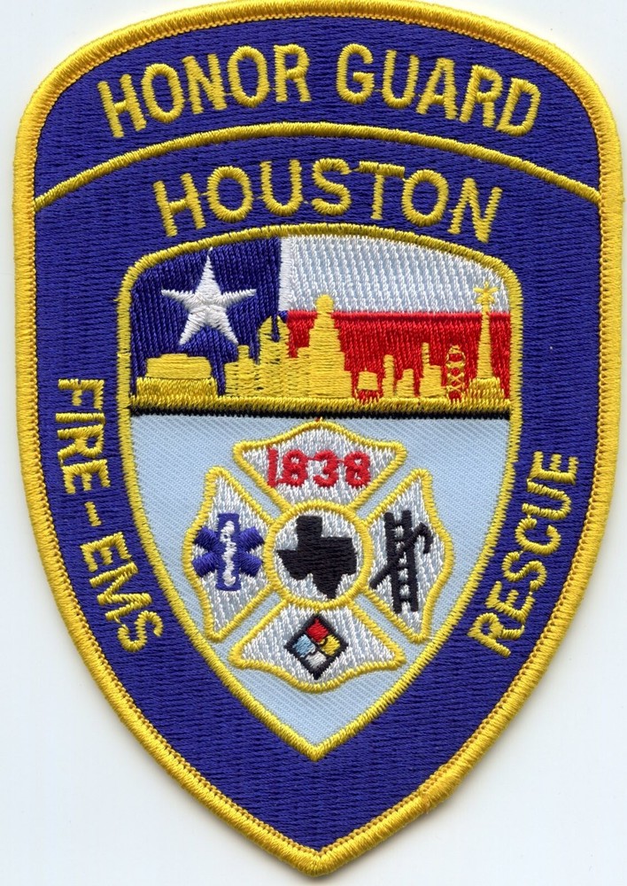 HOUSTON TEXAS blue background FIRE EMS RESCUE HONOR GUARD FIRE PATCH
