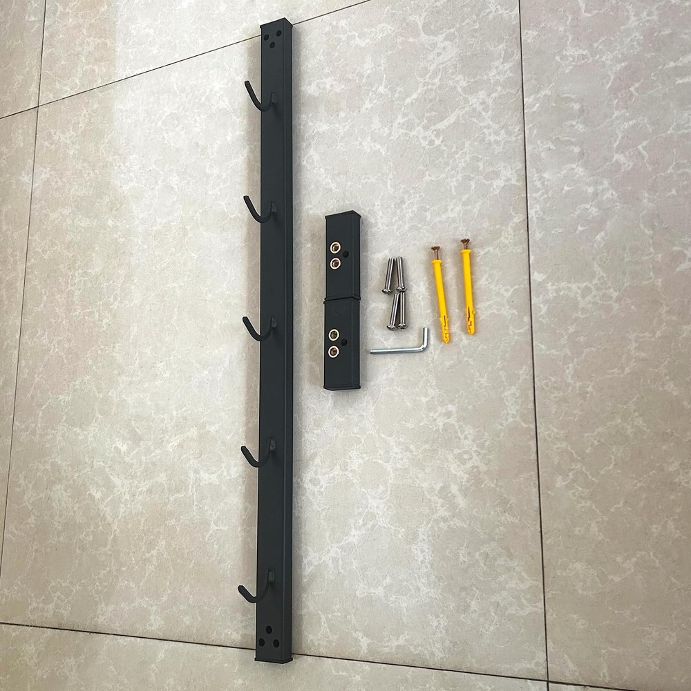 Wall Mounted Lat Pull Down Bar Organizer with Hooks Home Gym Storage Rack for...