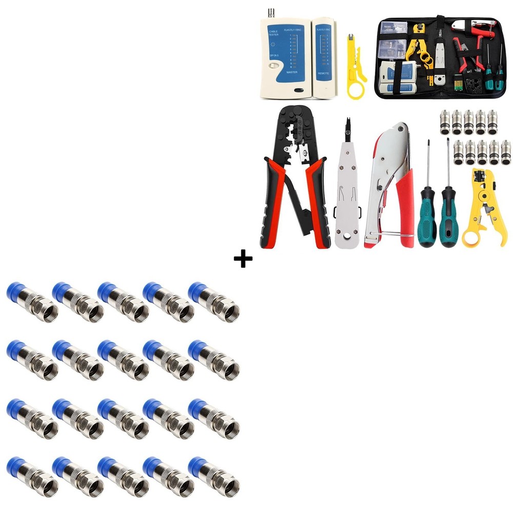 Professional Coax Crimper Tool Kit Coaxial Compression Stripping Tool Set in ...