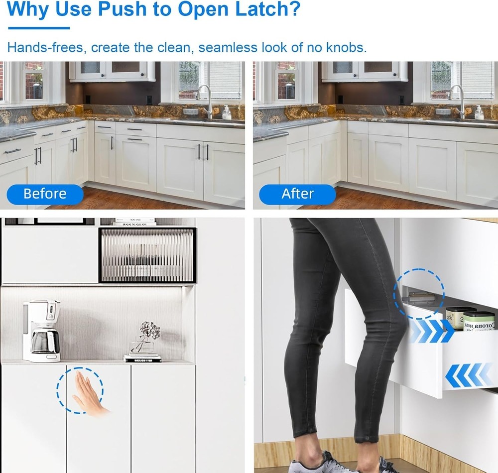 Seamless Installation Push Open Door Latch - Magnetic for Secure Closures