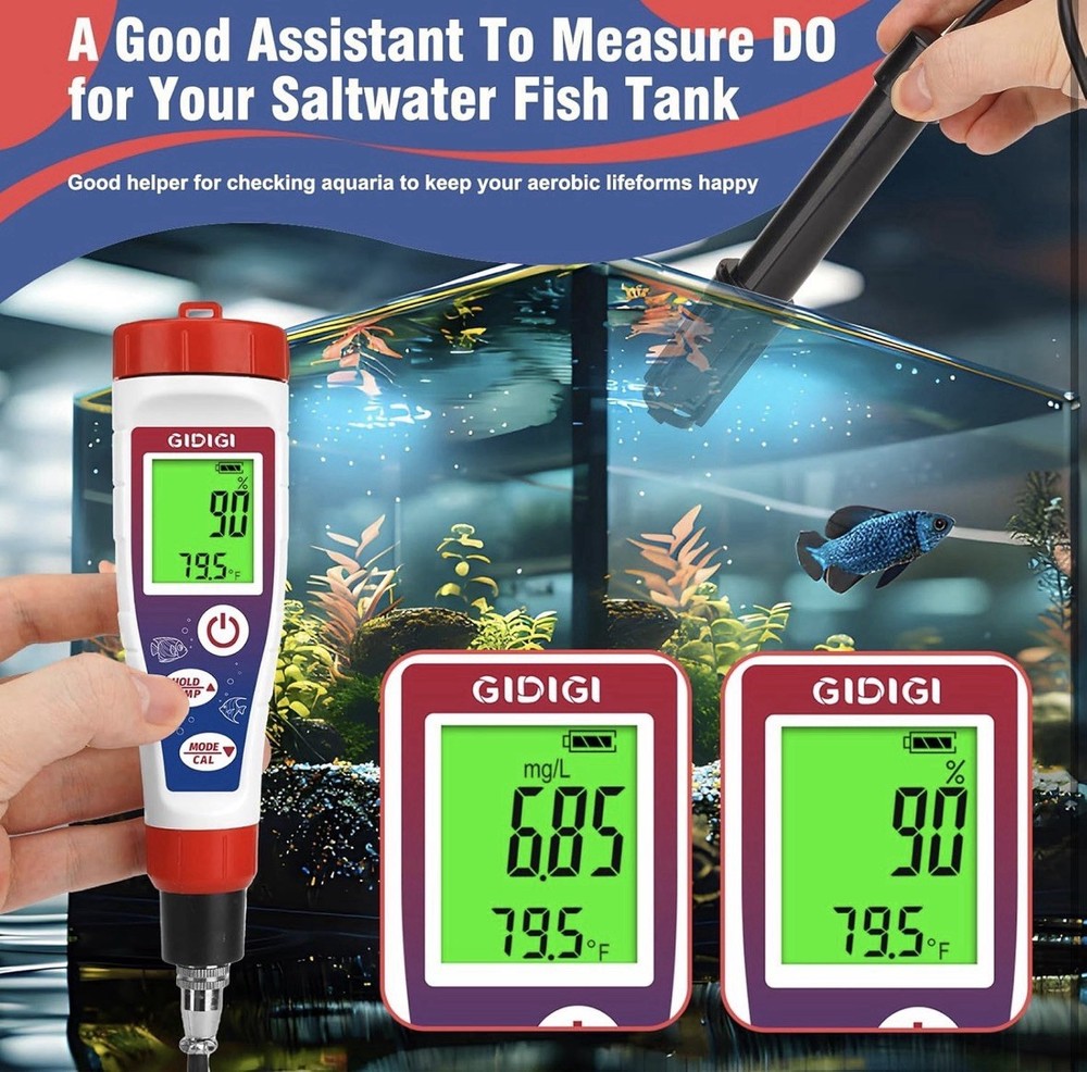 GIDIGI Digital Dissolved Oxygen Meter,Dissolved Oxygen Test Kit with 4.92 ft ...