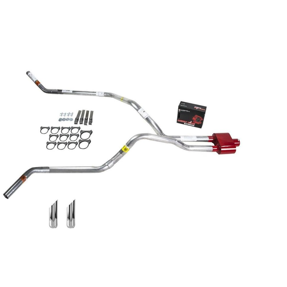 F150 95-97 dual exhaust 2.5 pipe Cherry Bomb Extreme SW Tip Corner exit