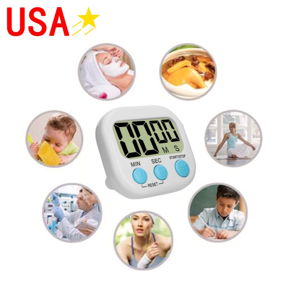LCD Digital Large Kitchen Cooking Timer Count-Down Up Clock Alarm Magnetic