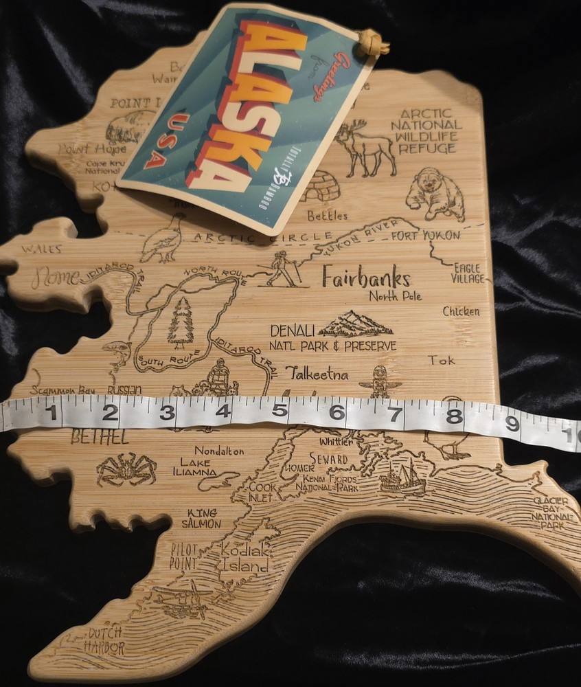 NWT Bamboo State Cutting Board Alaska Map State