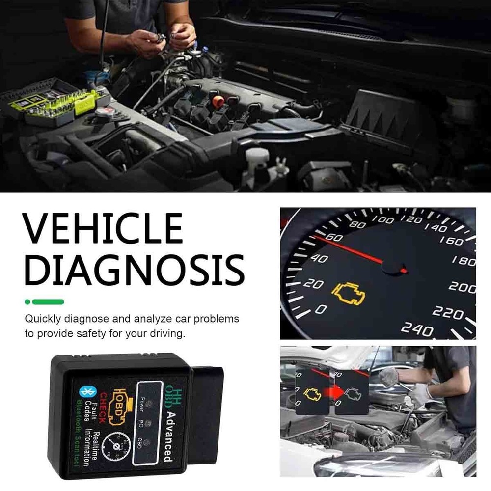 Car OBD2 Bluetooth diagnostic tool with dedicated app (black)