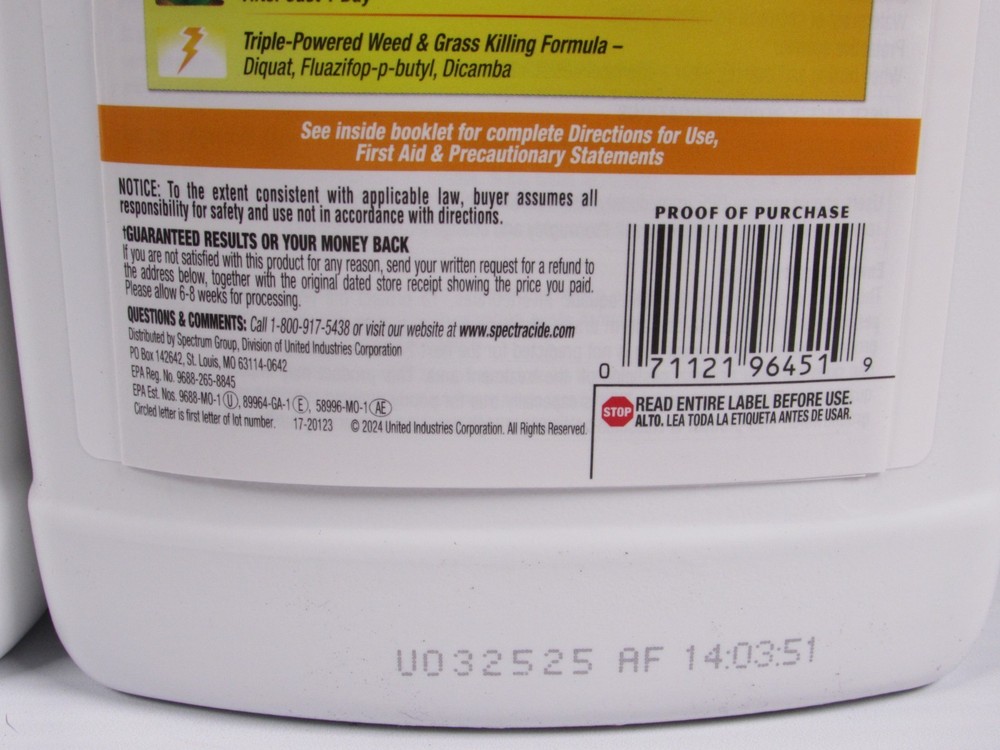 2 Pack Spectracide Weed & Grass Killer, 64 Fl Oz Each Concentrate TWO BOTTLES