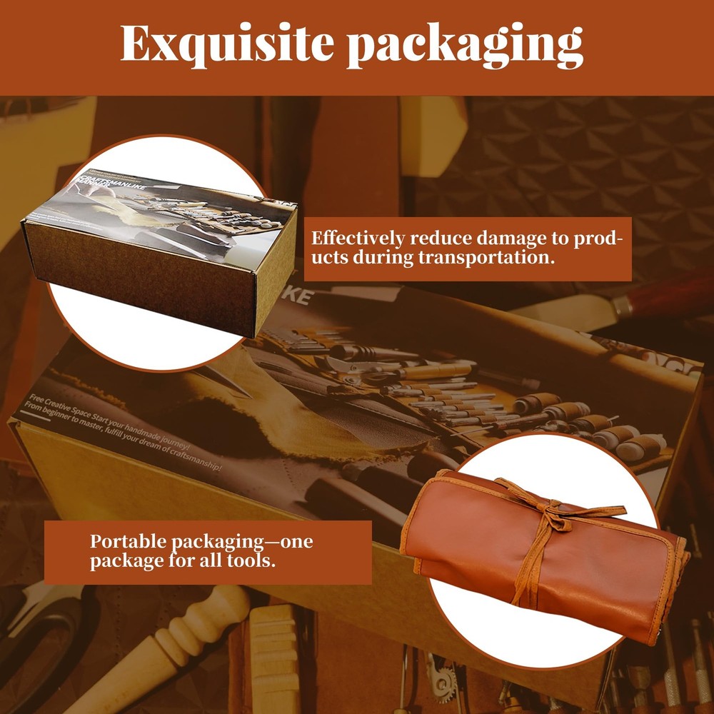 Leather Tooling & Crafting Kit for Beginners - 72Pcs Leatherworking Tools wit...