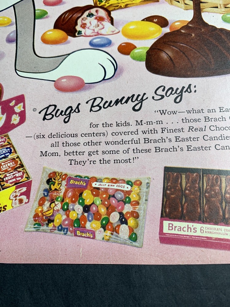 1958 Brachs Easter Candy Buggs Bunny Original Ad Warner Bros