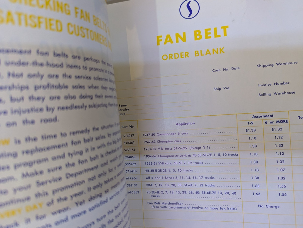 Studebaker Accessory Fan Belt Flyer
