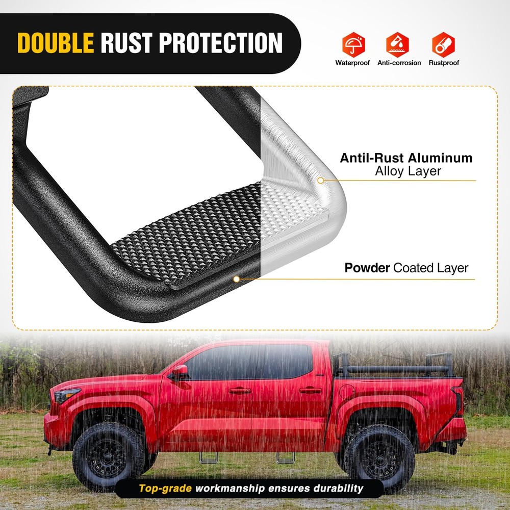 Nilight Universal Side Step Slip-Proof Aluminum Side Hoop Steps Nerf Bars