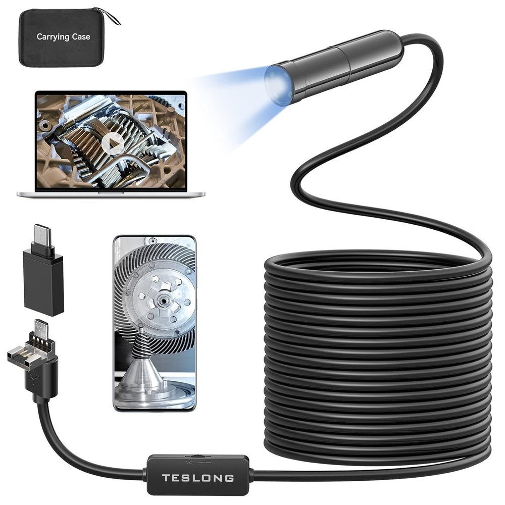 High-Definition 5MP Endoscope with USB Connectivity and Adjustable Lighting