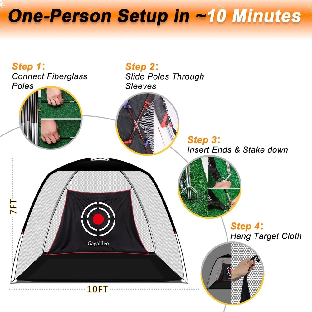 Professional 10x7FT Golf Driving Net - Ideal For Backyard Practice Sessions