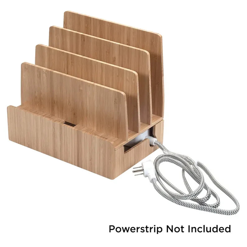 MobileVision Bamboo Charging Station & Multi Device Organizer Slim Version