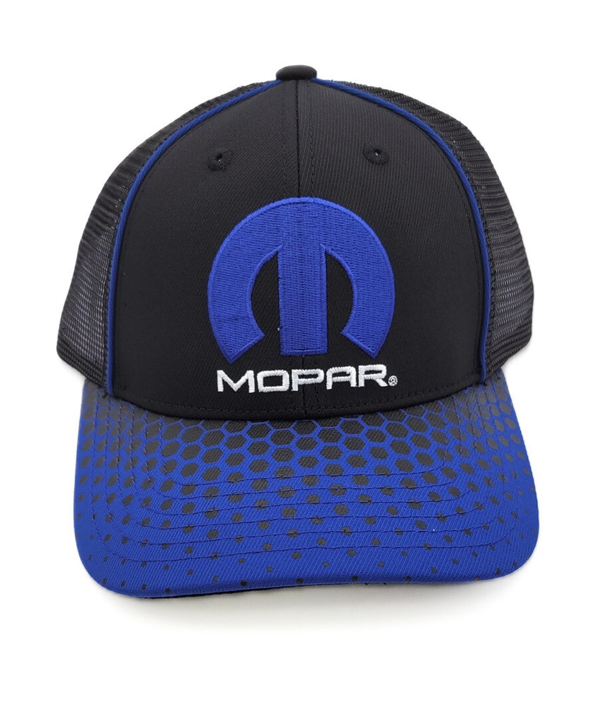Mopar "M" Script Logo Mesh Trucker Hat Cap w/ Hexagon Pattern Bill
