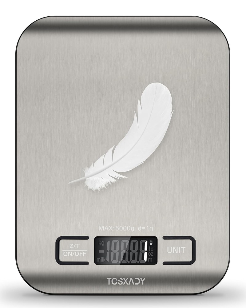 Compact 11lb Stainless Steel Food Scale with Tare Function & Backlit Display