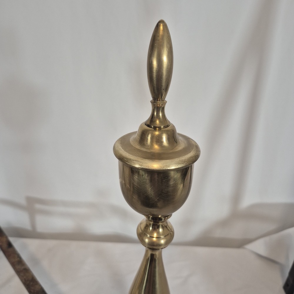 Antique Fireplace Brass Andirons Log Holder