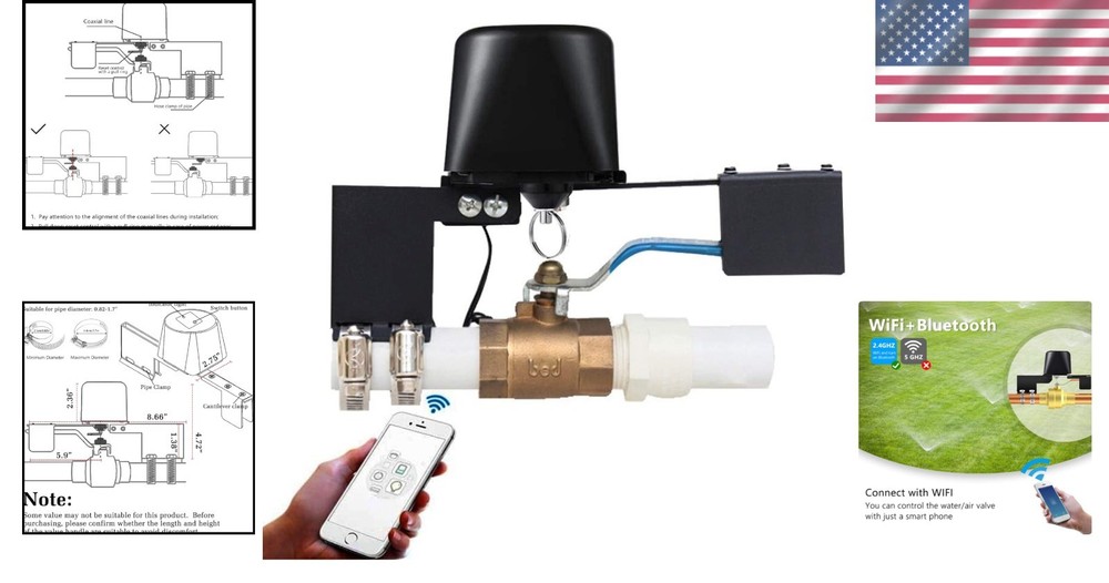 Compact Smart Water Valve with Remote Control - Compatible with iOS/Android