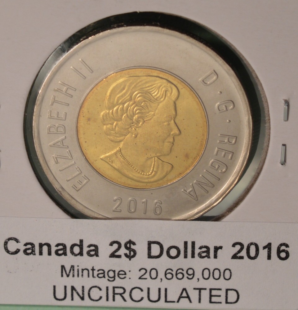 2016 Canada 2$ Dollar - UNCIRCULATED from Mint Roll 🇨🇦