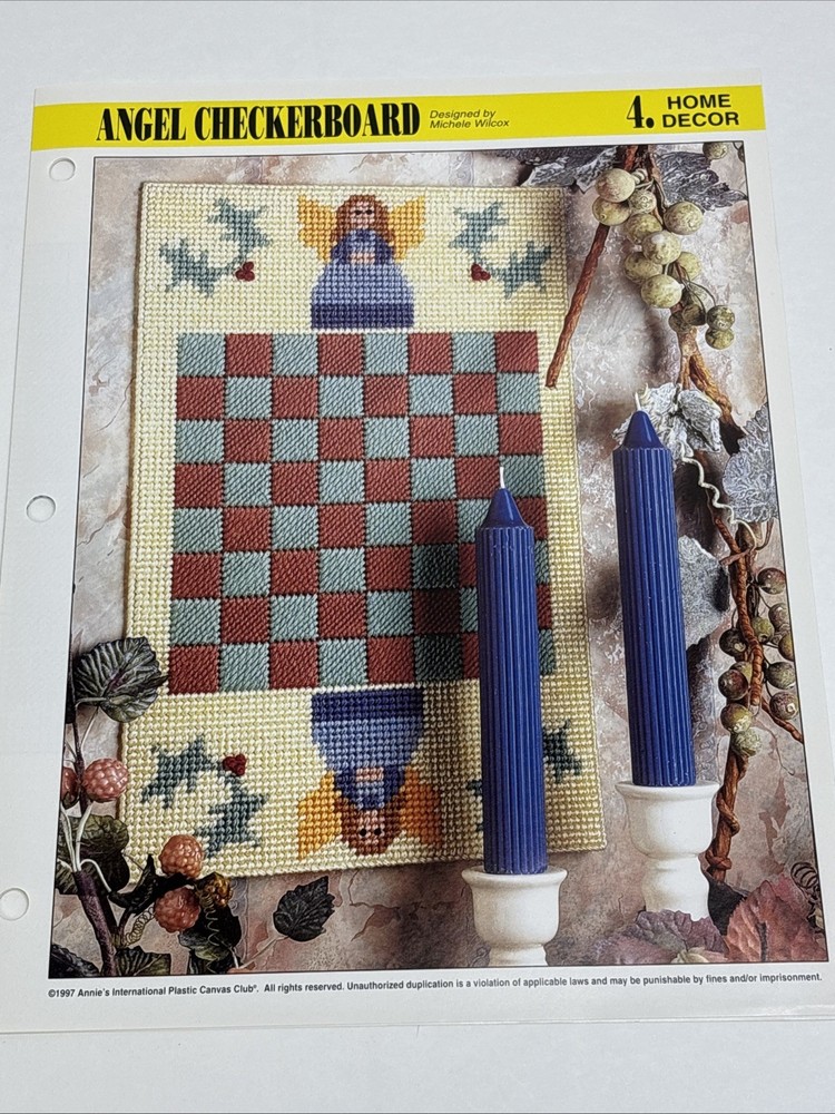 Angel Checkerboard Annie's Attic Plastic Canvas Pattern Page