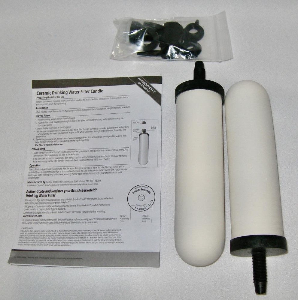 2 Pack Doulton Ceramic Ultra Sterasyl Gravity Water Filter 7” British Berkefeld