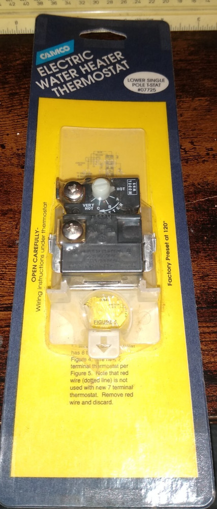 NEW Camco Water Heater Thermostat, Lower Single Pole T-STAT #07725 884104 USA