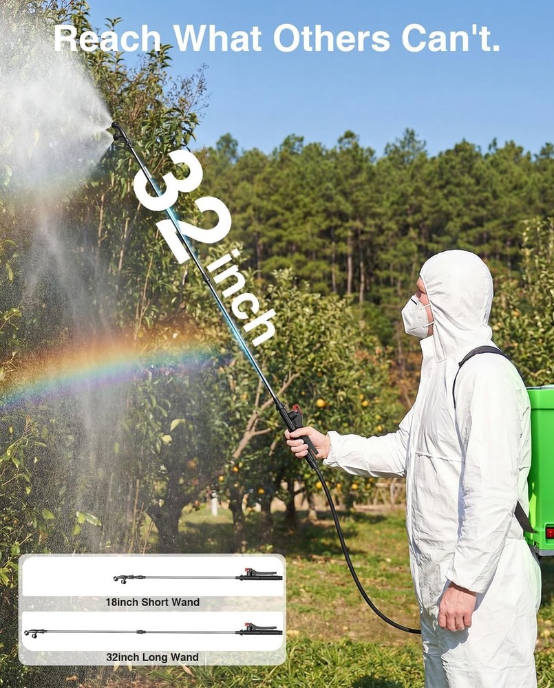 TaskStar Battery Powered Backpack Sprayer 4 Gallon Electric Sprayer 2x2000mah