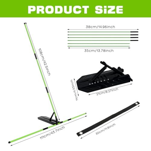 Golf Alignment Stick Trainer with Adjustable Swing Plane Guide, Full Swing