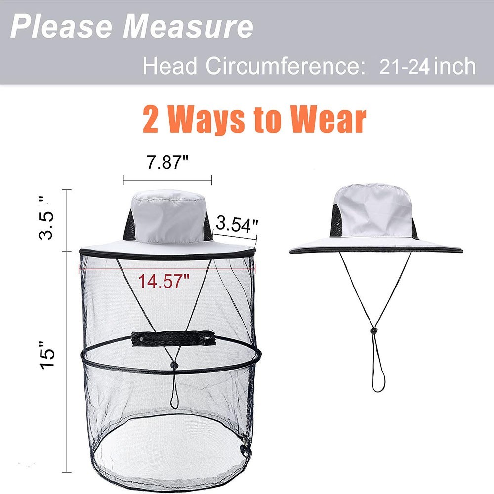 Outdoor Mosquito Fly Insect Head Net Hat Bee Bug Face Mesh Mask Cover Protector