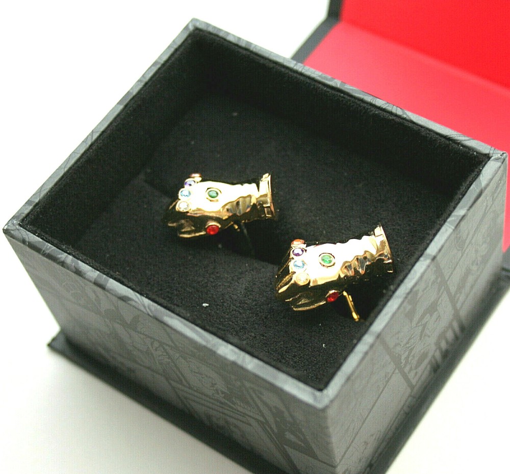 Marvel Comics 3D Thanos Infinity Stones Gauntlet Glove Cufflinks New Gift Box
